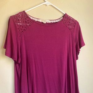 Rewind Lace Detail Flowy Blouse Maroon US L